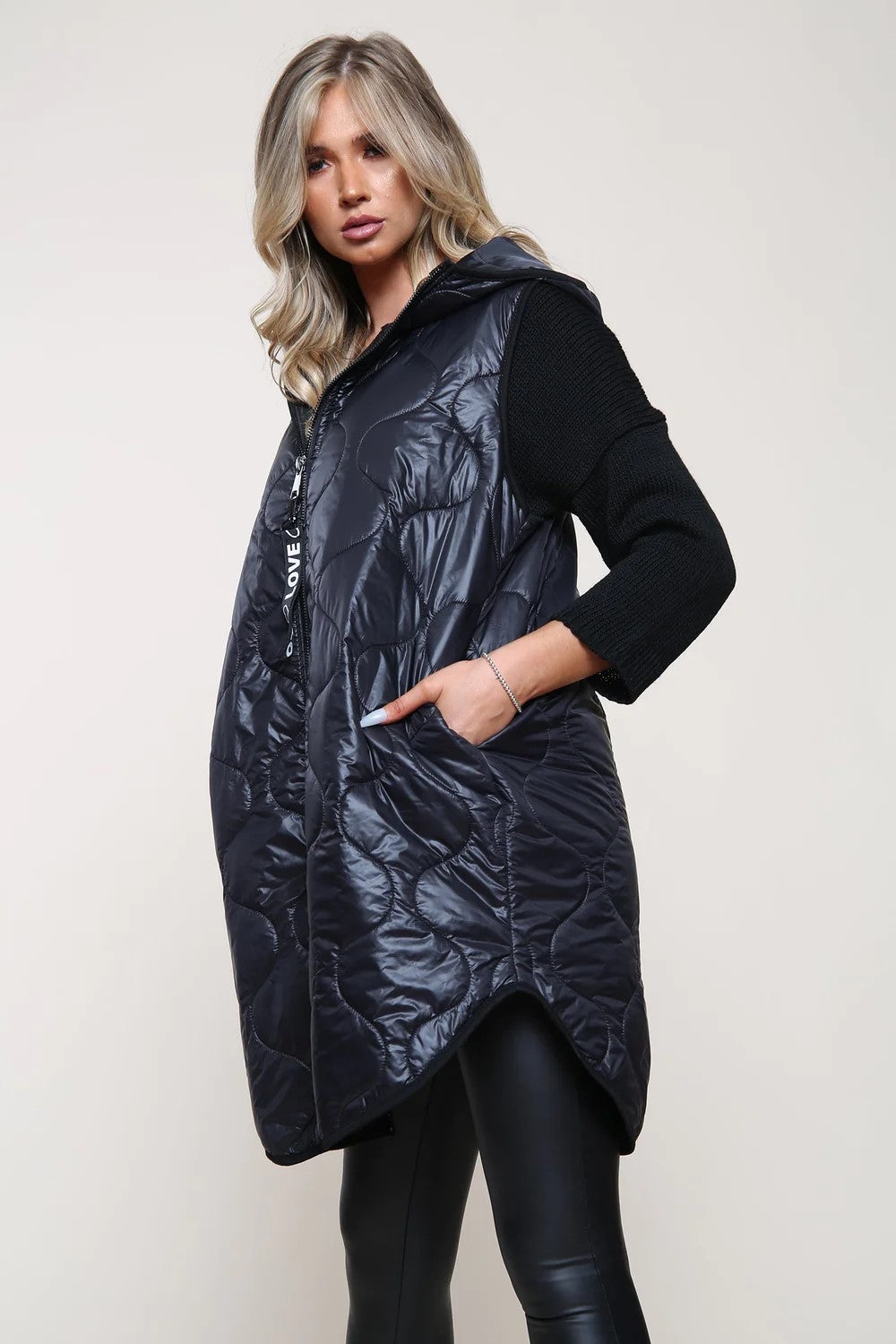 Black Zoriya Quilted Sleeveless Coat - U.K. 8-16