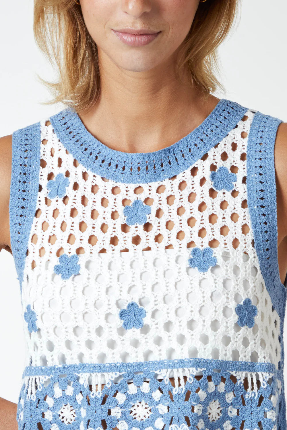 Maxine Crochet Flower Crop Vest Top