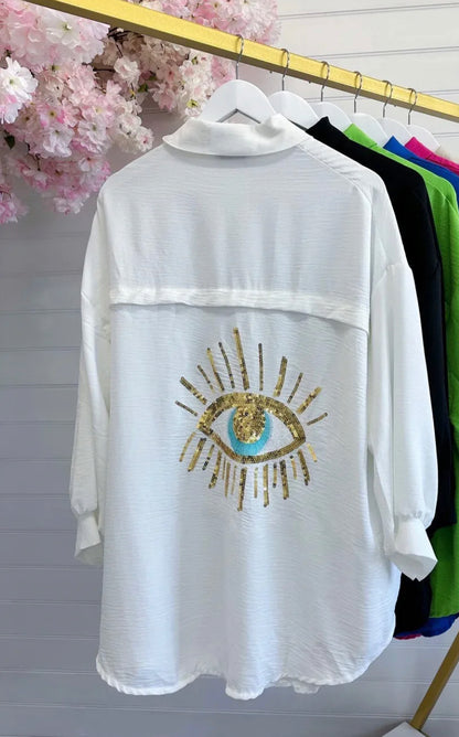 Jada Oversized Embellished Eye Shirt (U.K. 8 - 22/24)