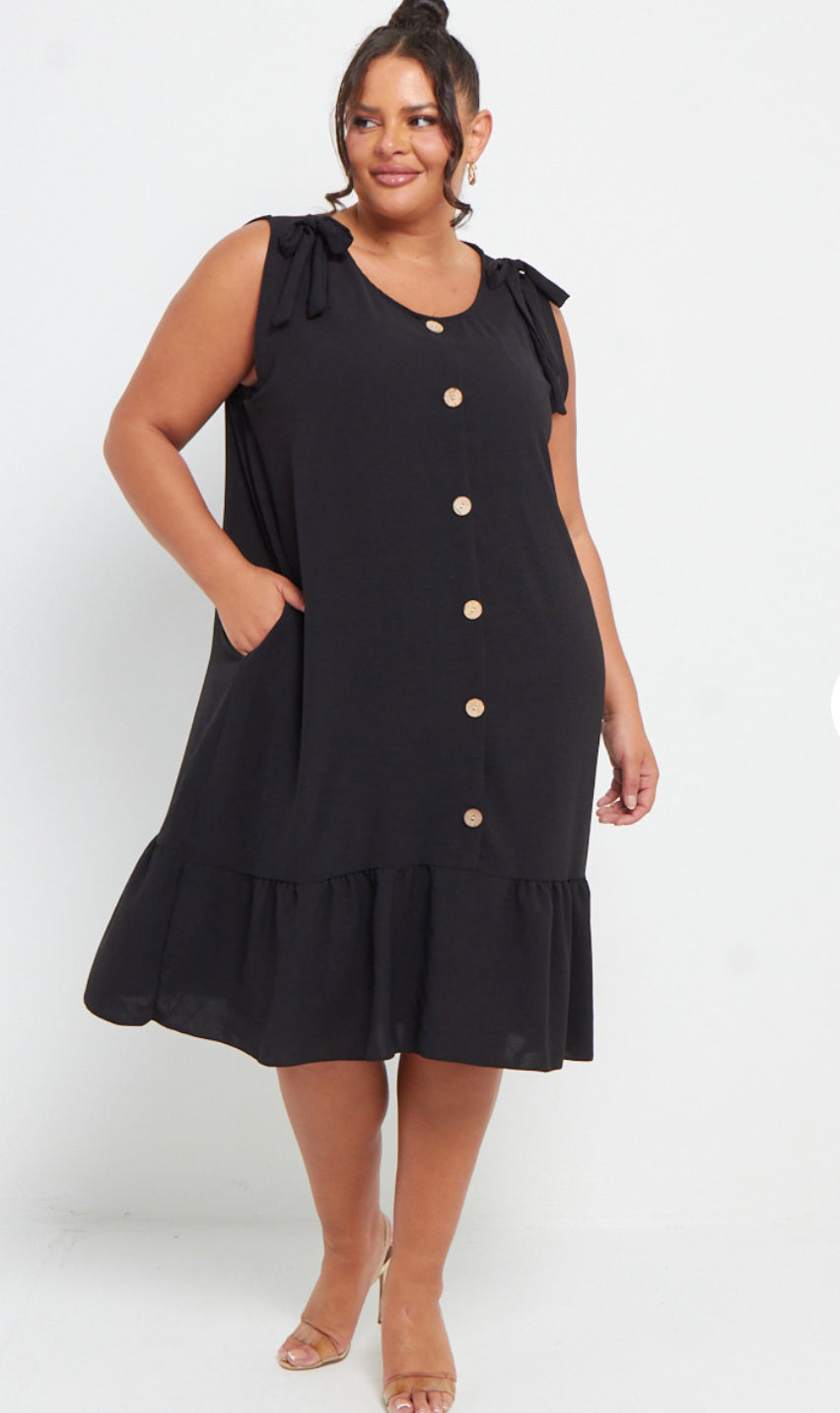Ally Button Through Dress with Pockets