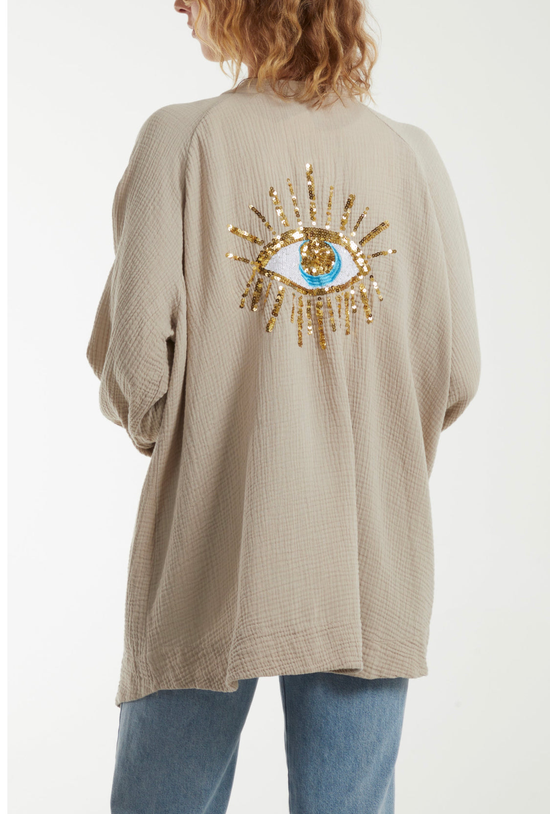 Chrissie Evil Eye Cheesecloth Buttonless Shirt