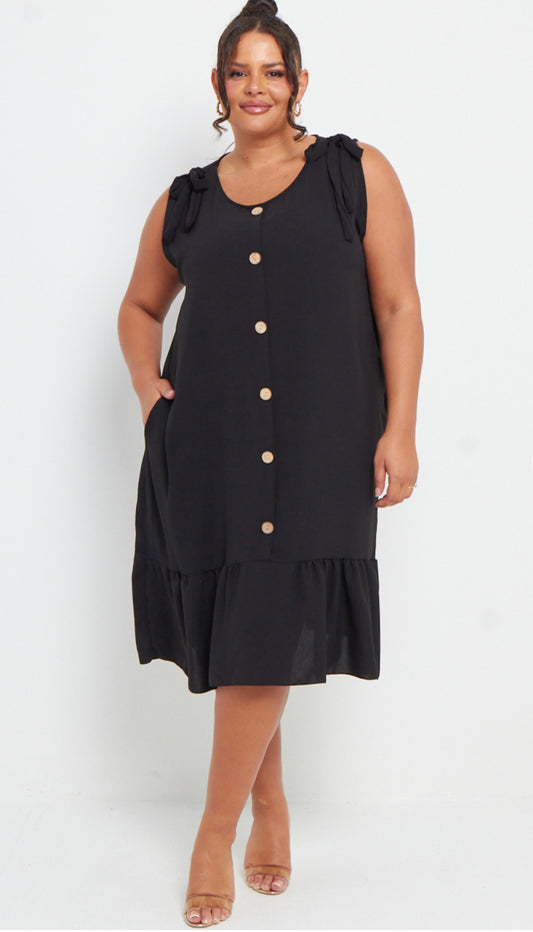 Ally Button Through Dress with Pockets