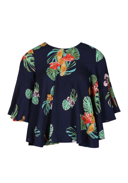 AX PARIS Floral Flared Sleeved Top