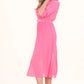 Belted Pleated Midi Dress Pink