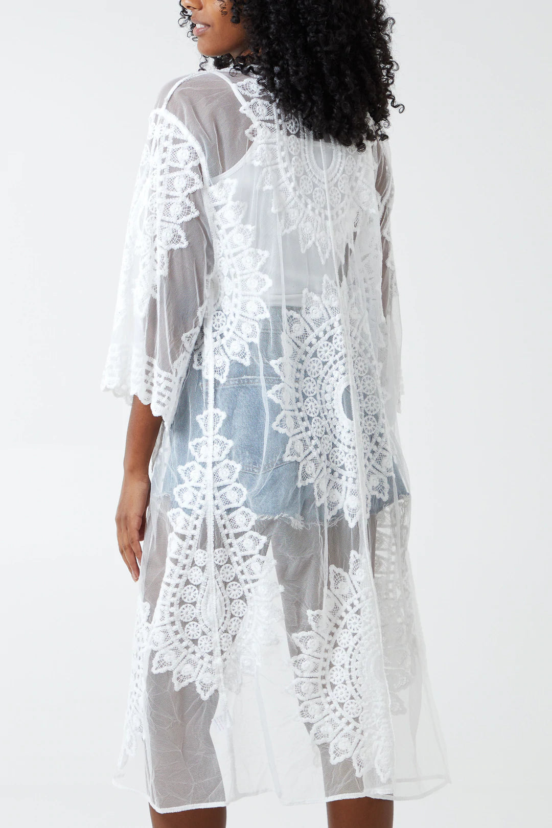 Boho Lace Kimono White