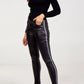 Coated Jeans With Animal Print Side Stripe
