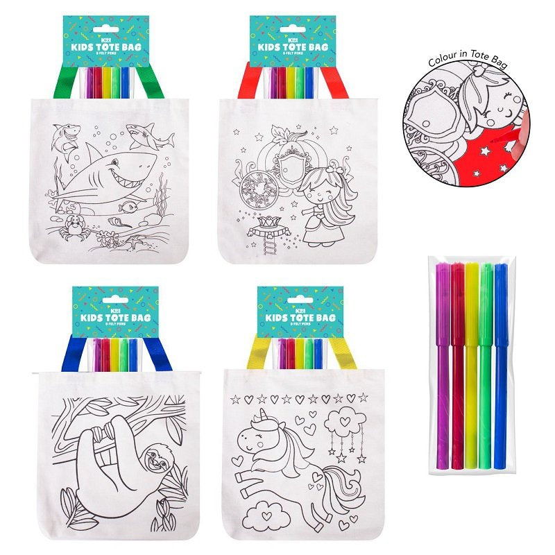 Kids Colour in Tote Bag with Pens