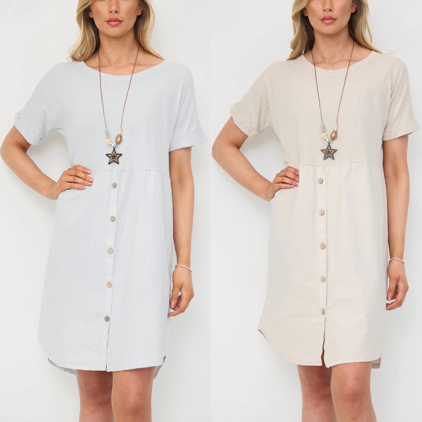 Button Dress With Necklace