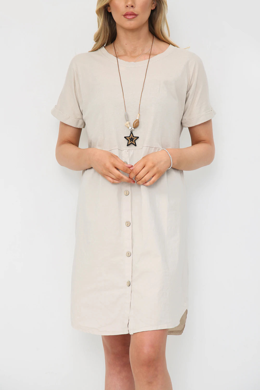 100% Cotton Dress With Necklace