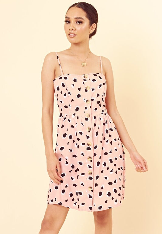 Pink Abstract Animal Print Cami Dress