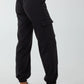 Black cargo pants with removable chain and side pockets
